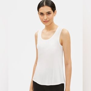 NEW Eileen Fisher The System Stretch Silk Jersey Scoop Tank Off White XS